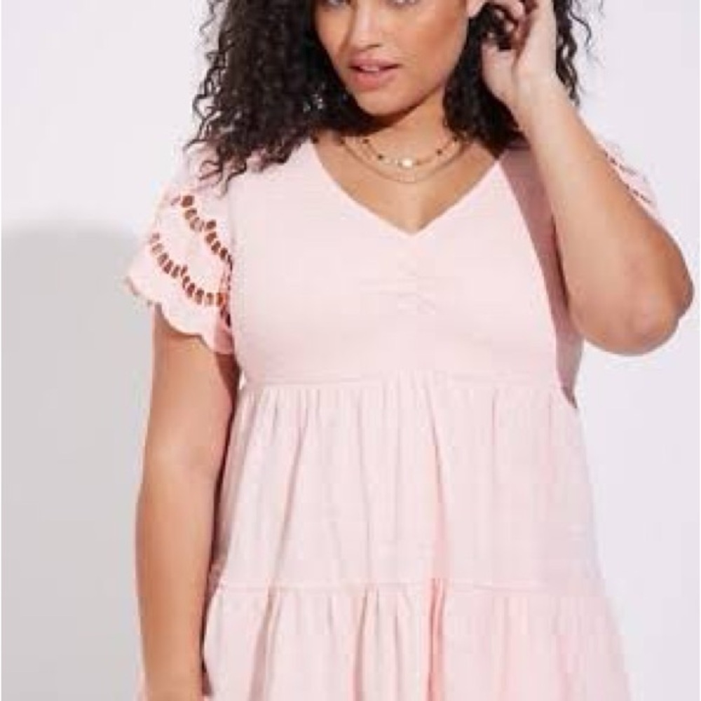Torrid Light Pink Eyelet Sleeve Tunic